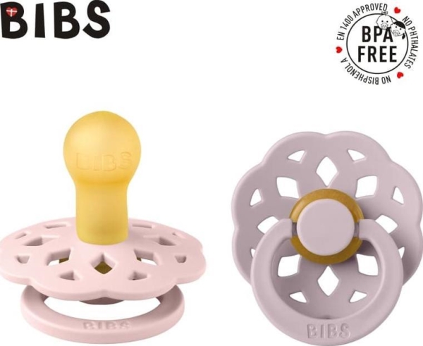 Bibs BIBS BOHEME 2-PACK BLOSSOM &amp DUSKY LILAC M Hevea Rubber Calming Soother | N - A | GameStuff