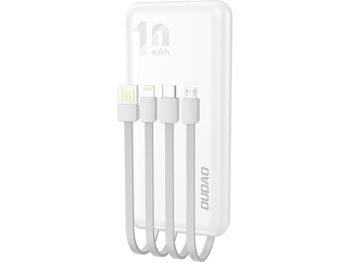 Dudao K6pro Powerbank 10000Mah 10Watt 4Xkabel Weiß