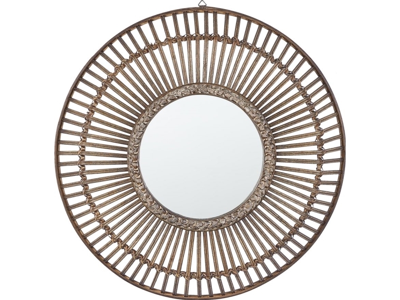 Shumee Bamboo rund väggspegel 66 cm mörk trä BLASITO | Baby & barn - Inredning - Speglar för hemmet | GameStuff