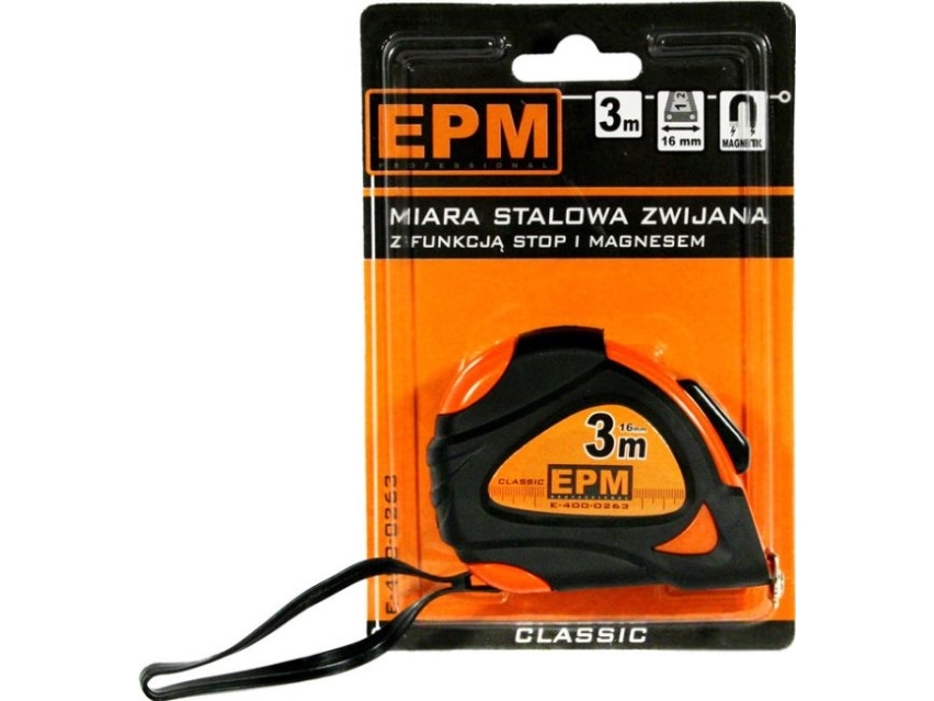 EPM måttband indragbart i rostfritt stål 3 m x 16 mm (E-400-0247) | Skrivredskap - Skrivtillbehör - Linjaler & målare | GameStuff