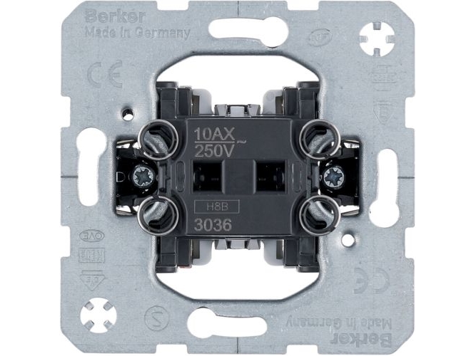 Berker 3036, Kipafbryder, Metal, Plast, Sort, Grå, IP20, Tyskland, CE | Lauritz Knudsen - LK FUGA - Strömbrytare & Kontaktdon | GameStuff
