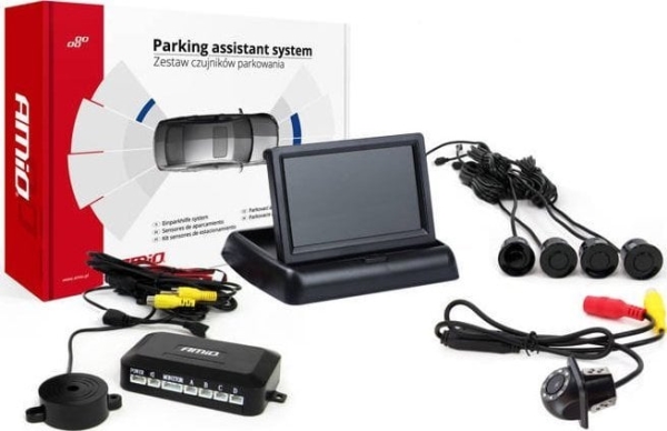 Amio Parkavimo Pagalbos Sistema Tft02 4,3" Su Hd-305-Led Kamera, 4 Juodi Jutikliai