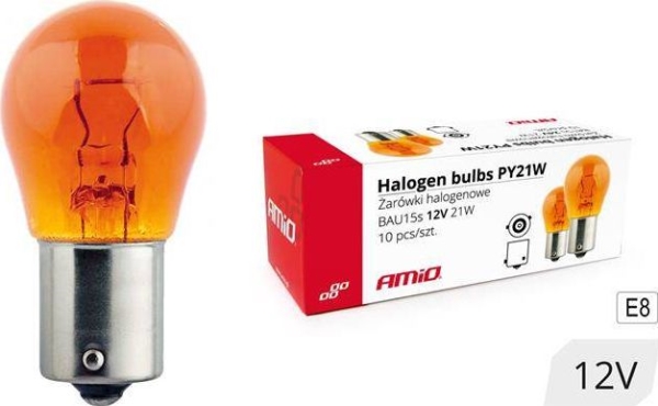 Amio Halogenpærer Py21w Bau15s 12V 21W Amber 10 Stk. (E8)
