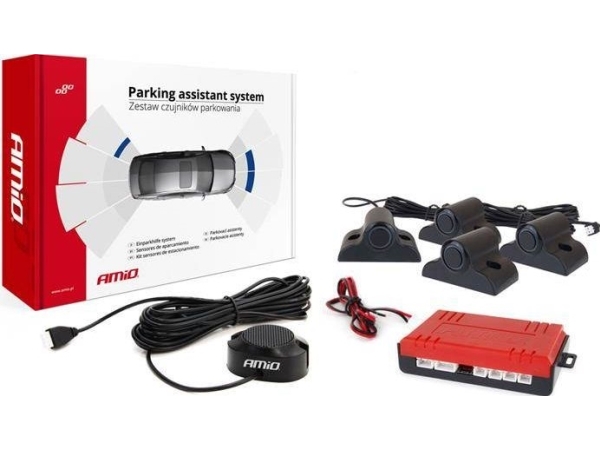 Parkeringshjälpsystem TRUCK/BUS, 4 svarta sensorer med ljudsignal 19 mm AMIO-02278 | Belysning - Inomhusbelysning - Strips & Ljusband | GameStuff