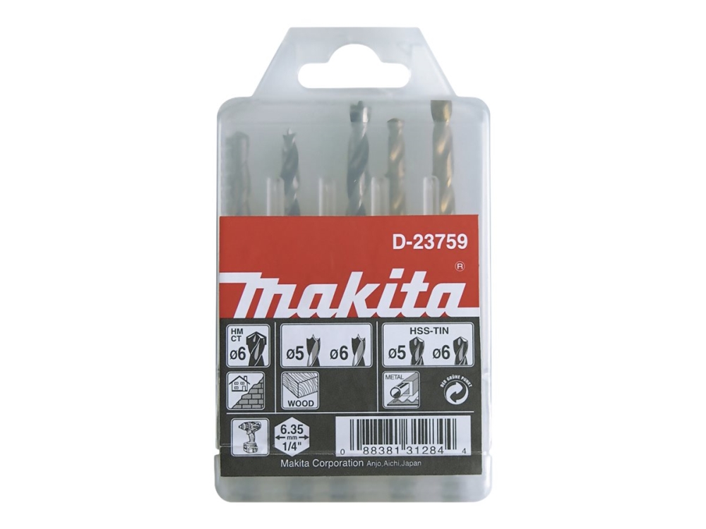 Makita - Borrsats - 5 delar - 5 mm, 6 mm - för Makita DTD172RTJ | Elverktyg - Tillbehör - Diverse Borr | GameStuff