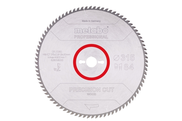 Metabo 4007430176950 - 628058000 Rundsavklinge precision cut wood, kvaliltet professional, til semistationære rundsav