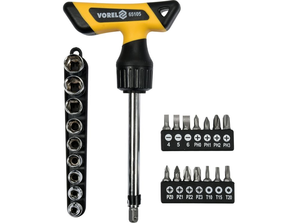 Vorel Ratchet Screwdriver With Interchangeable Bits 25 Pcs. (65105)