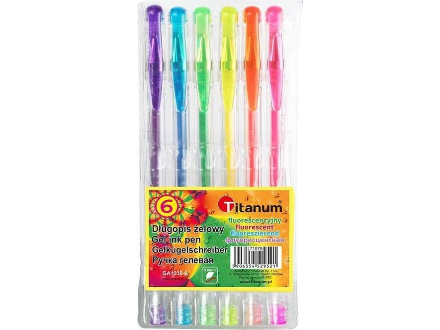 Titanium Fluoreszierende Gelschreiber 6 Stk.