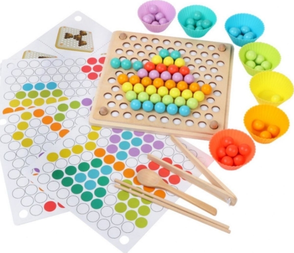 Roger Mokomoji Montessori Karoliukų Kamuoliukų Mozaikos Dėlionė 77El.