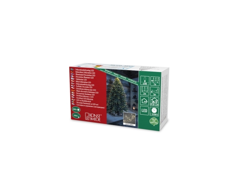 Konstsmide 6371-180, Ljusdekoration, slinga, Guld, Metall, Plast, IP20, Star, 200 lampor | N - A | GameStuff