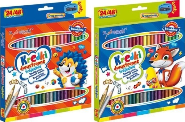 St-Majewski Kredki szkolne BAMBINO trójkątne kredki dwustronne 24/48 kolorów + teroitin