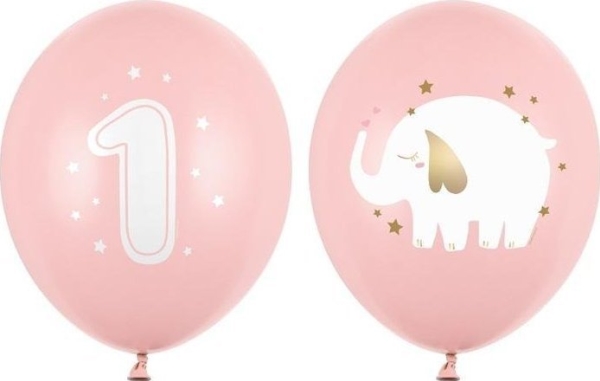 Lysrøde Balloner 1 Års Fødselsdag, 50 Stk