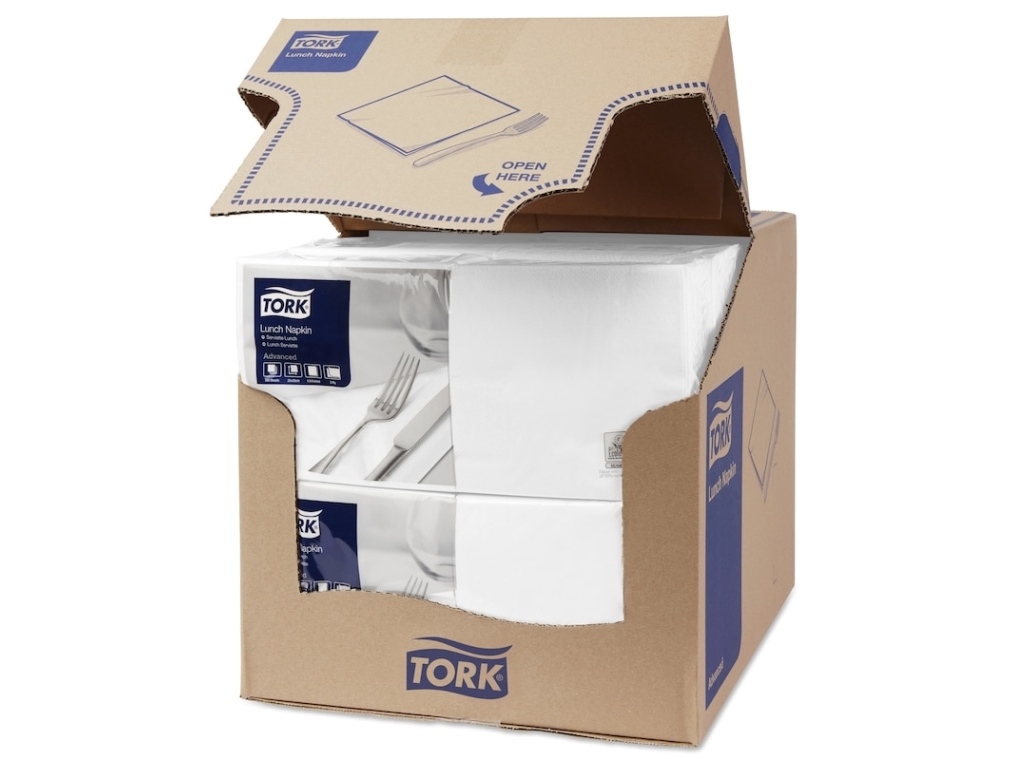 Frokostservietter Tork 2-lags hvid 33 cm - (10 pakker x 200 stk.)