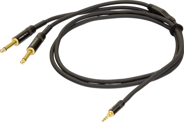 Proel 3,5Mm Stereo-Uros - 2 X 6,3Mm Mono-Uros, 5M, Musta