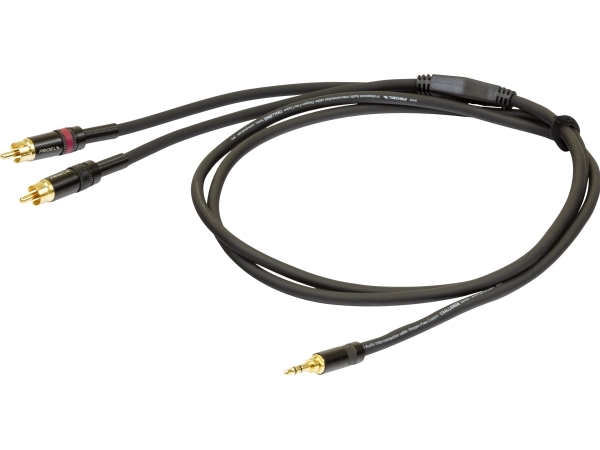 Proel 3,5Mm Stereo Uros - 2 X Rca Uros, 1,5M, Musta