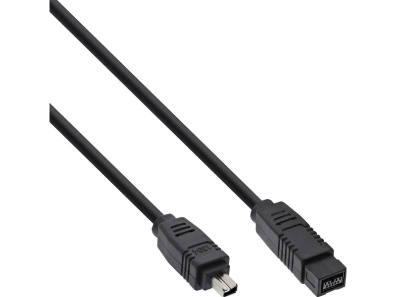 Inline Firewire M-M 1M, Firewire 800 (Ieee 1394B), 9-P, 4-P, Schwarz, Männlich/Männlich, 800 Mbit/S
