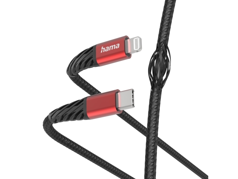 Hama Extreme, 1,5 M, Lightning, Usb C, Hanstik, Hanstik, Sort, Rød
