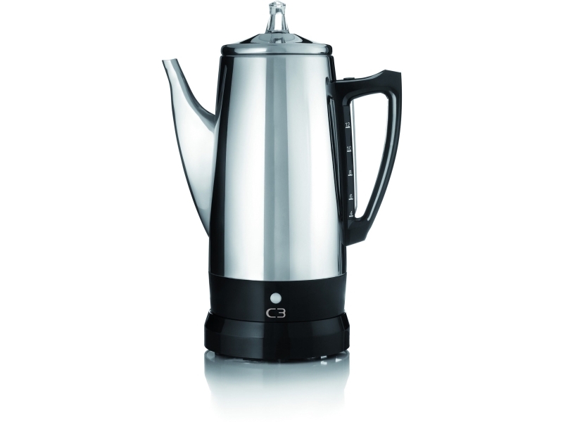 C3 Basic Percolator, Elektrisk kaffetrakter, 0,8 l, Malt kaffe, 500 W, Rustfritt stål