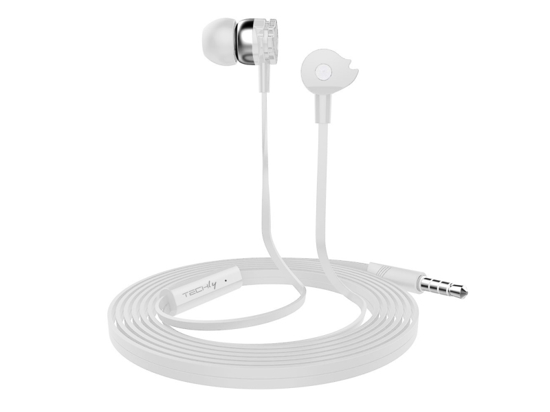 Techly Stereo Earphones In-Ear With Microphone White