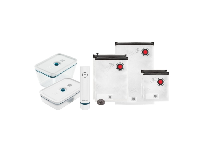 ZWILLING Fresh & Save Vakuum startpakke, Glas, 8-dele, La-Mer-Turkis-Blågrøn