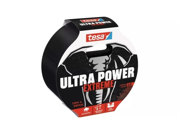 TESA Ultra Power Extreme, Svart, Reparation, PET-filt, Gummi, Metall, PVC, Tuff, Slät, 10 m | Papper & Emballage - Förpackningstejp - Förpackningstejp | GameStuff