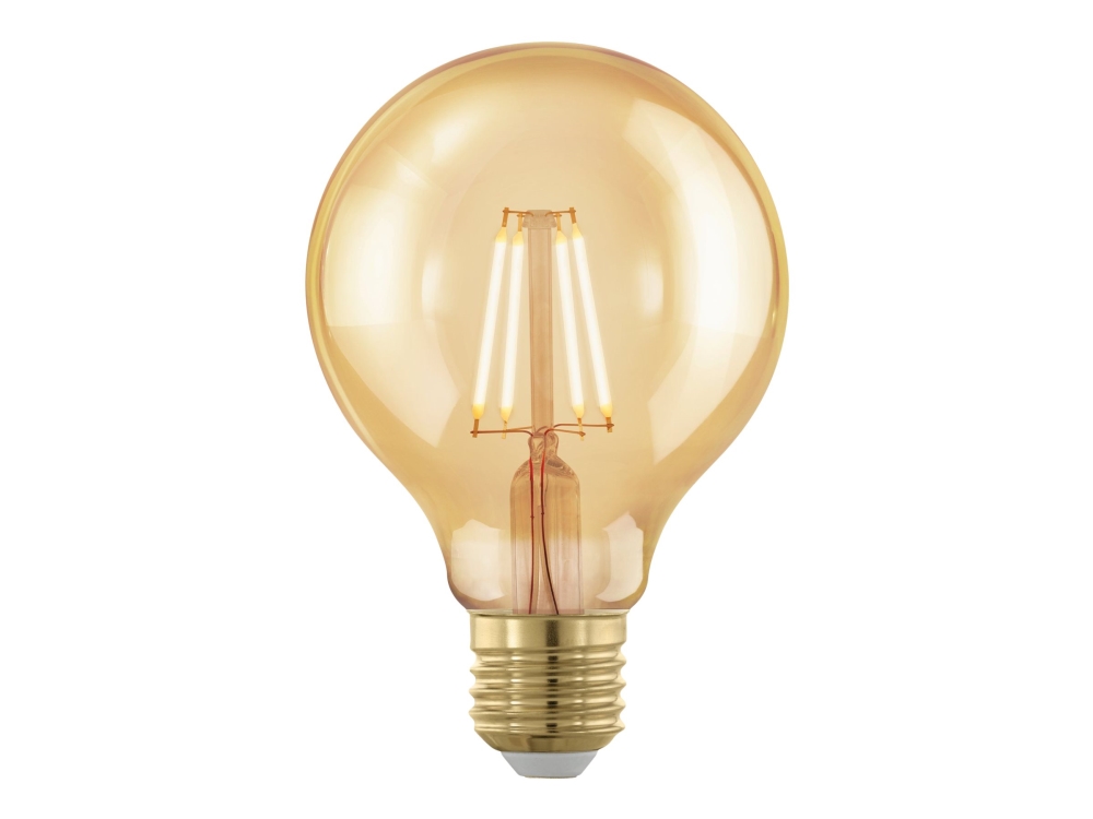 Eglo - LED-glödlampa med filament - form: G80 - E27 - 4 W (motsvarande 28 W) - varmt vitt ljus - 1700 K - bärnsten | Belysning - Ljuskälla - E27 Ljuskälla | GameStuff