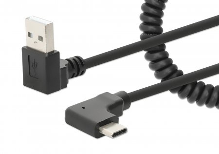 Manhattan 356220, 1 M, Usb A, Usb C, Sort