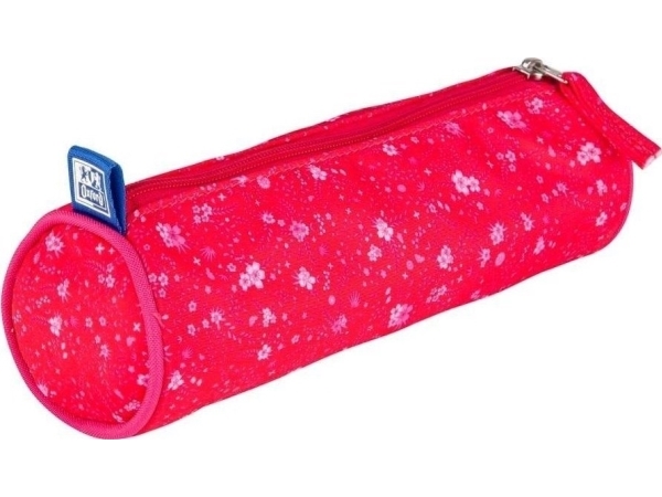 Floral Dark Pink Tuba Pencil Case Oxford