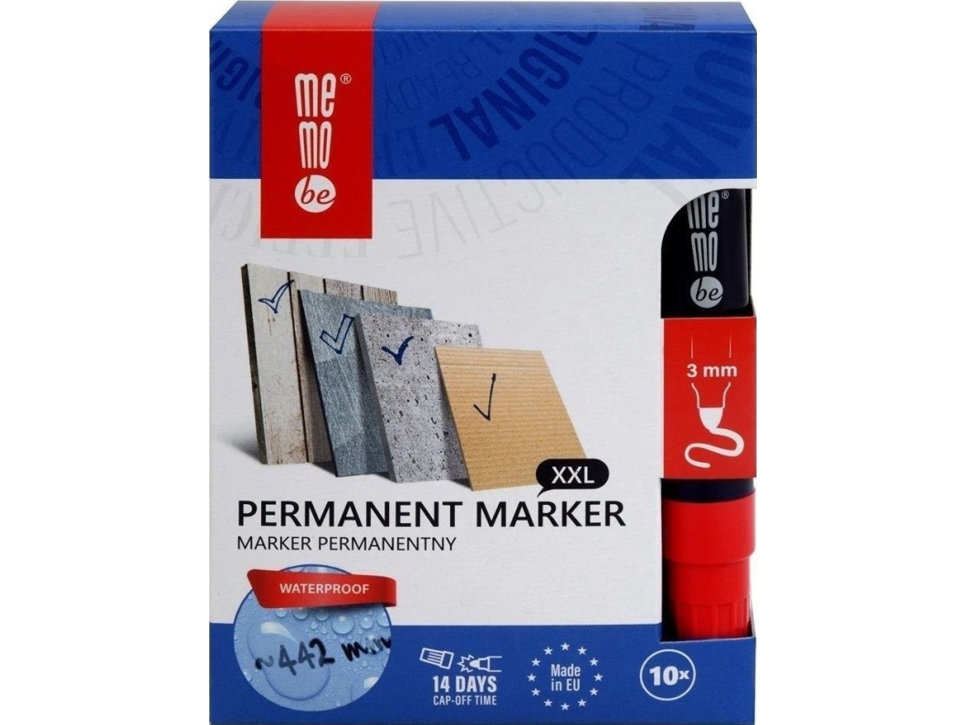 Permanent Marker 3Mm Red (10Pcs) Memobe