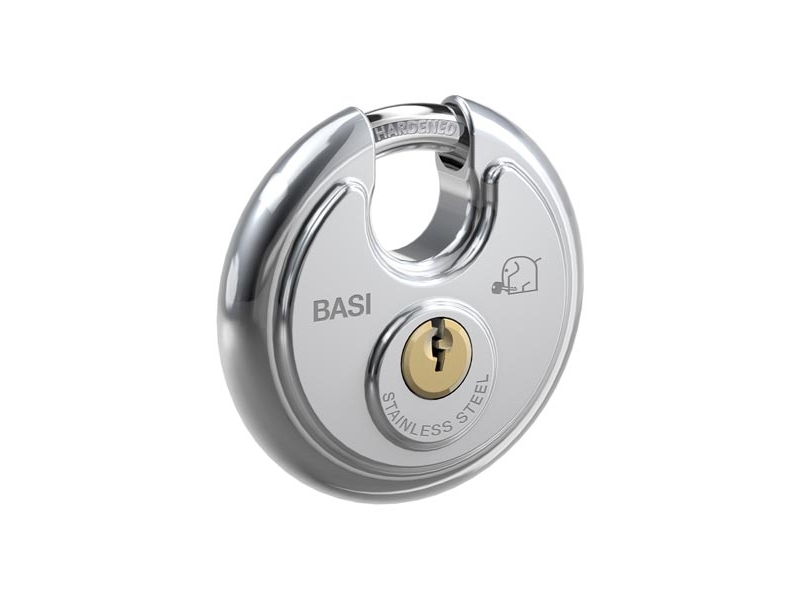 Basi 6100-7000, Herkömmliches Vorhängeschloss, Tastensperre, Gleichschließung, Silber, Edelstahl, Gehärteter Stahl