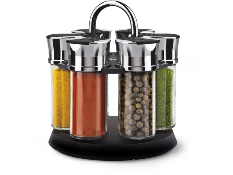 Lamart Lt7009, Krydderihylde, Sort, Rustfrit Stål, Transparent, Glas, Plast, Rustfrit Stål, 0,51 L, Flip-Top Låg, 4 Cm