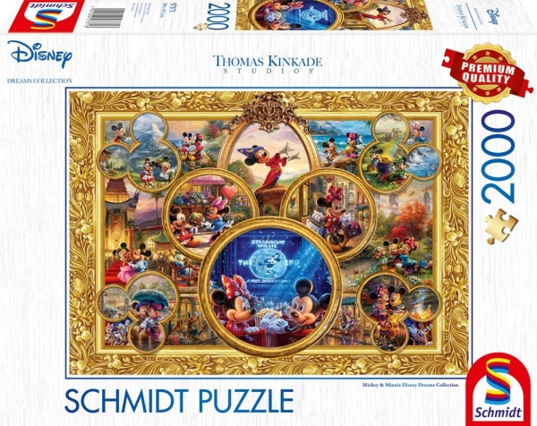 Schmidt Spiele Thomas Kinkade Studios: Disney Dreams Collections -Mickey & Minnie, 2000 stk, Tegnefilm, 12 År