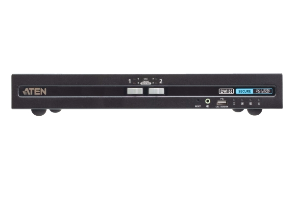 Aten 2-Port Usb Dvi Secure Kvm-Switch Mit Cac (Psd Pp V4.0-Konform), 3840 X 2160 Pixel, 4K Ultra Hd, Rack-Einbau, Schwarz