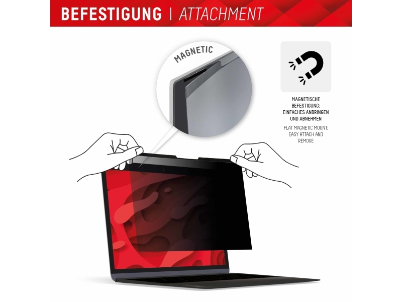 Displex Privacy Safe Magnetischer 2-Wege Blickschutzfilter Für Laptop/ Notebook 13,3'''' (16:9), 33,8 Cm (13.3 Zoll), 16:9, Notebook, Rahmenloser Bli