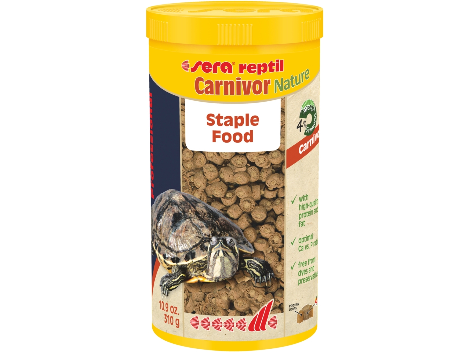 Sera Professional Carnivor Nature, Grøn Leguan, Planteædende Krybdyr, Skildpadde, Universel, 1000 Ml, 310 G