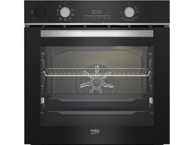 Beko Bbis18300xcse, Elektrischer Ofen, 5 Regale, Integriert, Schwarz, Edelstahl, Tasten, Drehregler, Emaille