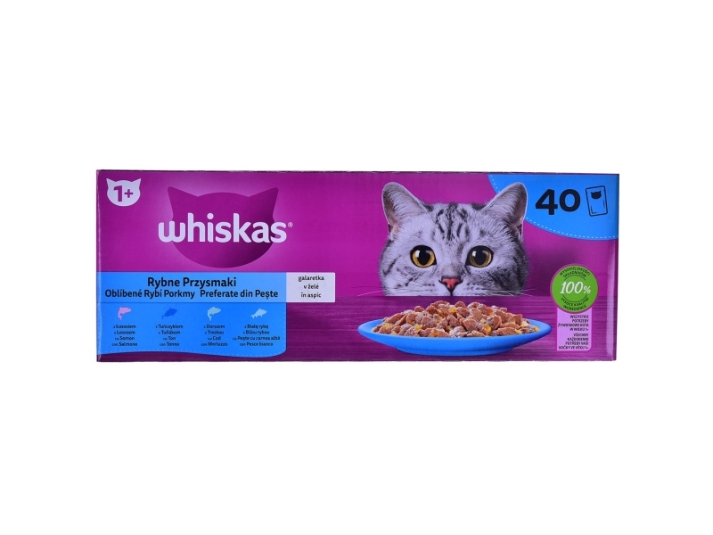 WHISKAS Fish Favourites in jelly - vådfoder til katte - 40x85 g