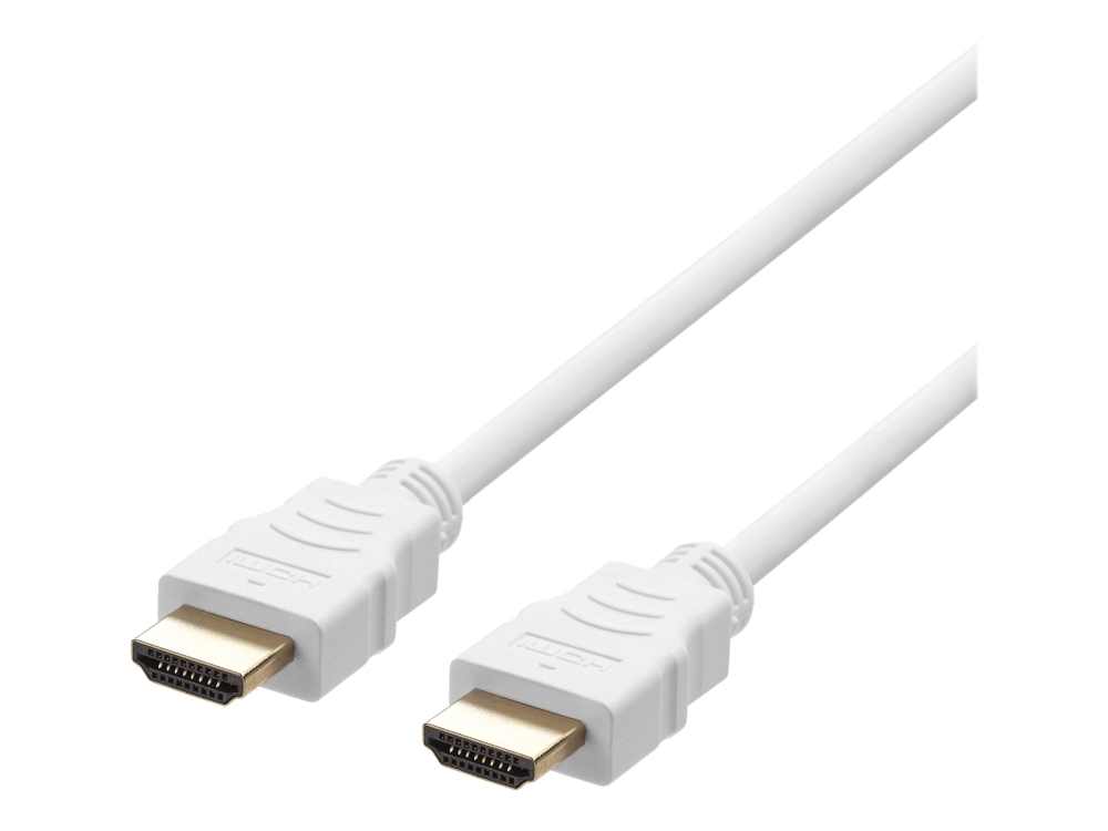 DELTACO - Ultra High Speed - HDMI-kabel med Ethernet - HDMI hane till HDMI hane - 1 m - vit - 4K120Hz stöd, 8K60Hz stöd | Datortillbehör - Kablar & adaptrar - Bildkablar | GameStuff