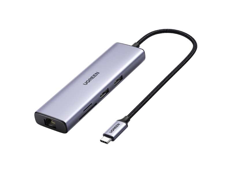 Ugreen 7in1 Multifunktions Hub Usb Type Usb Gen Hdmi 60hz Kortlæser Usb Type 100w Rj45 1000mbps 1gbps Grå