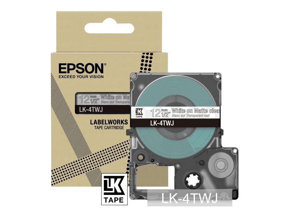 Epson Matte Tape – Clear/Black 24Mm(8M) – Lk-6Tbj, Schwarz, Transparent, Wärmeübertragung, Matte, 2,4 Cm, 1 Stück(E), 70 Mm