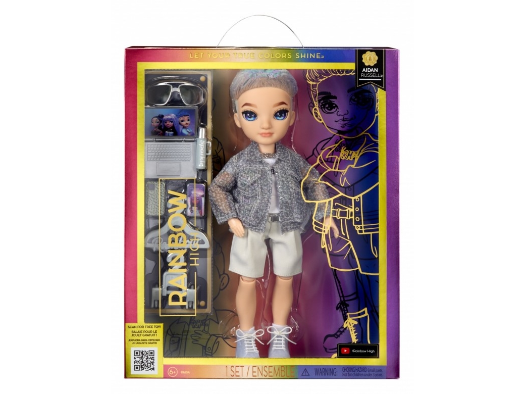 Rainbow High Purple Fashion Doll- Aidan Russell, Mode Dukke, Dreng, 4 År, Dreng/Pige, Flerfarvet