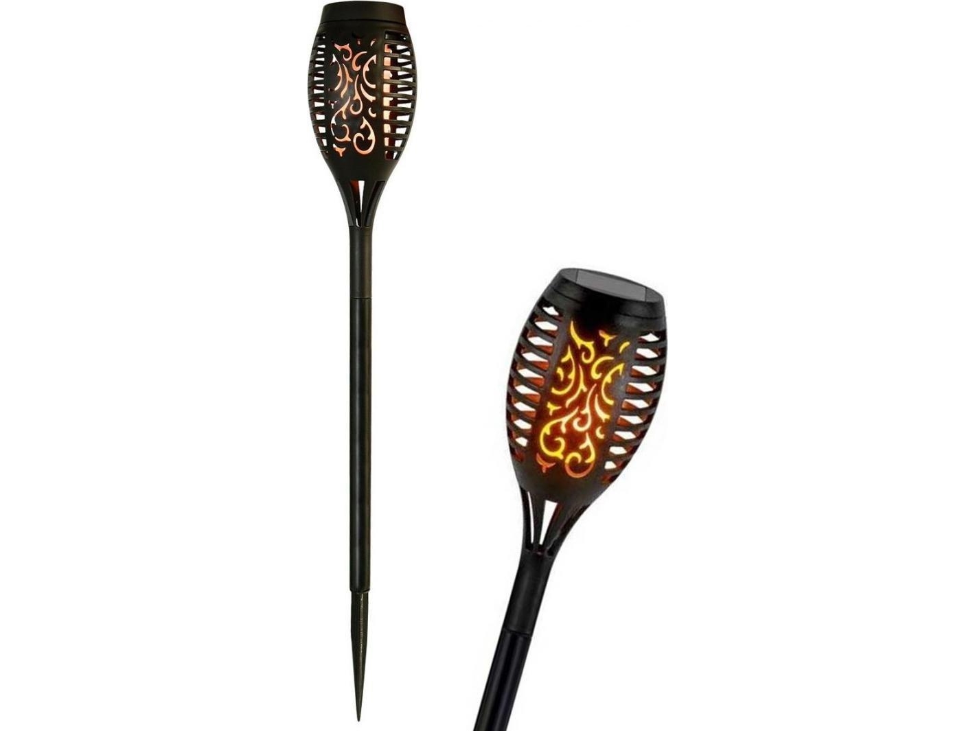 Saska Garden Torch solcellelampe med dansende flammer 12 SMD LED'er 7x7x49cm