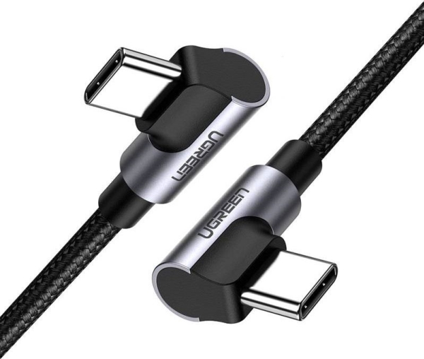 Usb-C Auf Usb-C Abgewinkeltes Kabel Ugreen Us323, Pd, 3A 60W, 2M (Schwarz)
