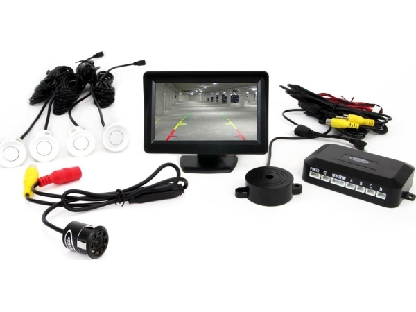 Amio Parkavimo Jutikliu Set Tft01 4,3 Mit Cam-308 Led Night-Vision Kamera, 4 Weiße Sensoren 22 Mm