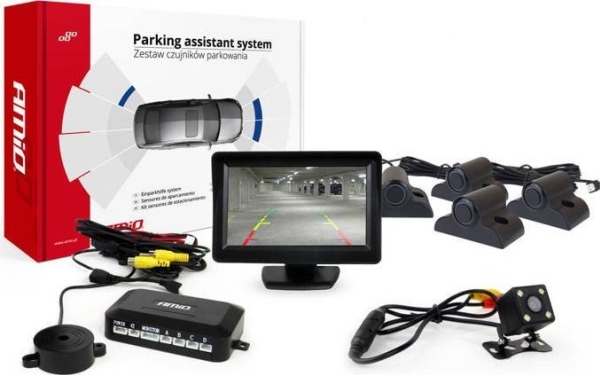 Amio Parkavimo Pagalbos Sistema Tft01 4,3" Su Hd-315-Led Kamera, 4 Juodi Jutikliai, Sunkvežimiams