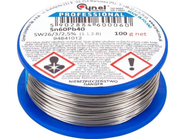Fluxet Metal Cynel Sn60pb40 Sw26 0,38Mm 100G