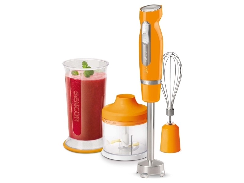 Sencor Shb 4463Or-Eue3, Nedsænkning Blender, 0,7 L, Impulsfunktion, Knusning Af Is, 1000 W, Orange, Rustfrit Stål