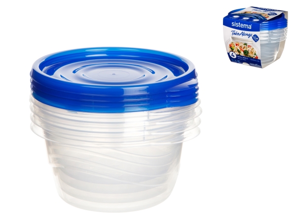 Sistema 760ml Small Bowl 4 Pack, Skål, Rund, 0,76 l, Blå, Transparent, Polypropylen (PP), Nya Zeeland | Köksutrustning - Förvaring - förvaringslådor | GameStuff