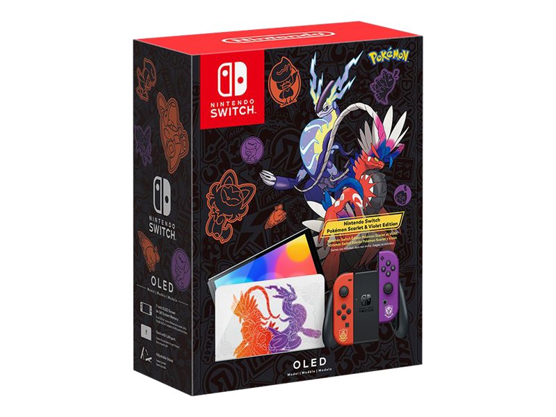 Nintendo Switch OLED - Pokémon Scarlet & Violet Edition - Spilkonsol - Full HD - sort, hvid, lilla, orange