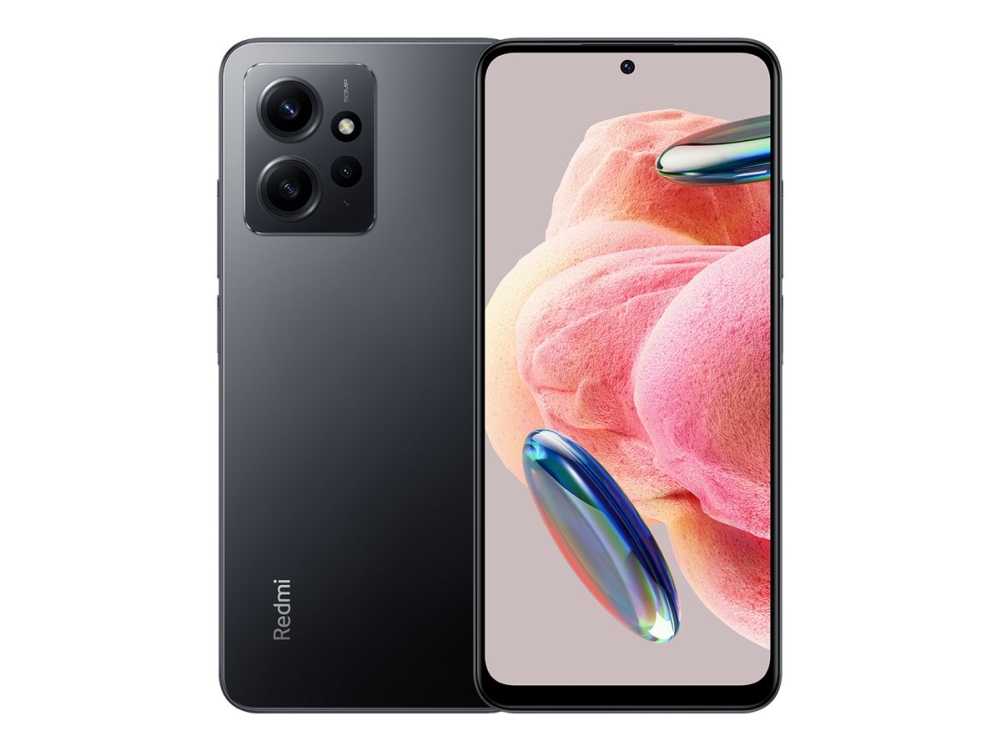 Xiaomi Redmi Note 12 – 4G smartphone – dual-SIM – RAM 4 GB / Intern hukommelse 128 GB – microSD slot – OLED-skærm – 6.67 – 2400 x 1080 pixels (120 Hz) – 3x bagkamera 50 MP, 8 MP, 2 MP – front camera 13 MP – onyxgrå
